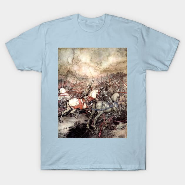 King Arthur in Battle - Arthur Rackham T-Shirt by forgottenbeauty